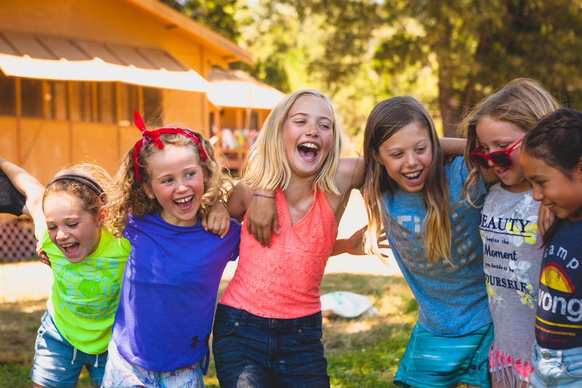 Kids laughing together at Jewish summer camp